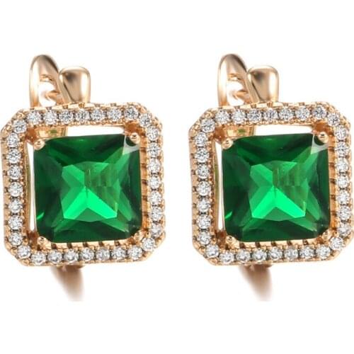 18k rose gold Vintage Emerald Diamond earrings For Women Genuine Jewelry Wedding Anniversary Resizable earring Gift Wholesale