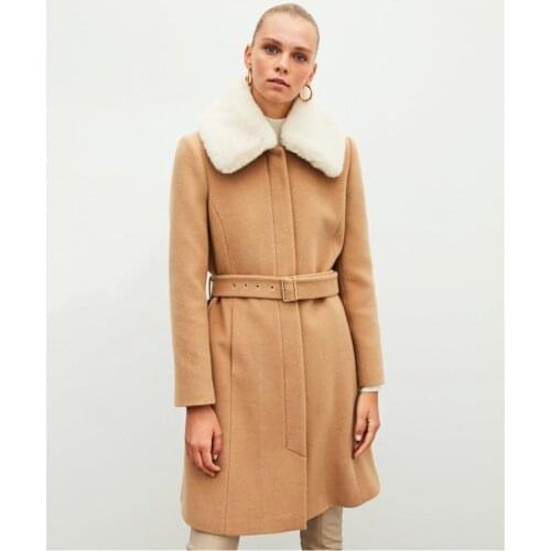 Women Winter Coats Long Coats Cashmere Wool Collar Coat Kuruvaz Autumn Winter Fashion Clothing from Turkey