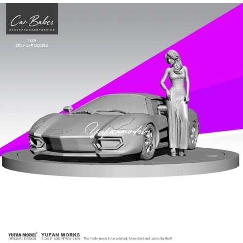 1/35 YUFAN MODEL Resin model kits (1 Sports car + 1 beauty)self-assembled YFWW-2109