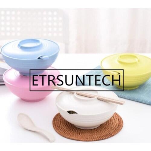 10sets bamboo fiber multifunctional instant noodle bowl Japanese style rice bowl Creative tableware spoon three piece set