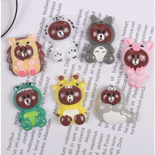 10pcs Multicolors Flatback Resin Bear Earring Charms For Necklace Keychain Pendant DIY Making Accessories