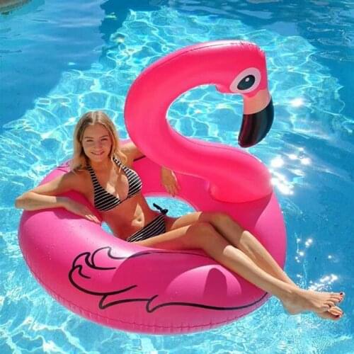 120cm Adult Water Inflatable Swimming Ring Flamingo Lifebuoy Float PVC Inflatable Animal Seat Ring Flamingo Pool Float