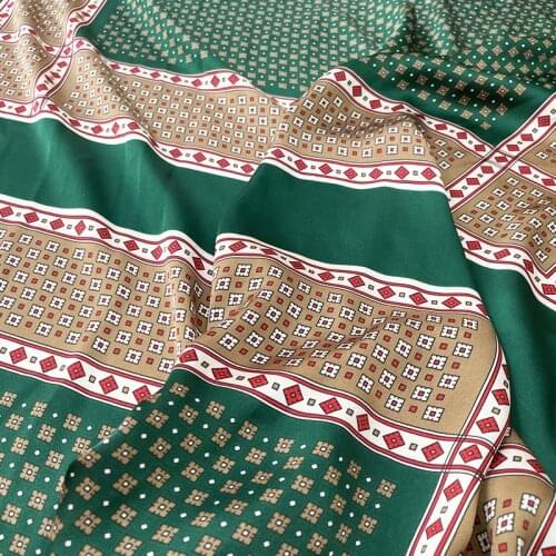 145cm Width Fashion Small Lattice Printed Imitate Silk Satin Fabric For Woman Girl Long Dress Blouse Pants DIY Sewing
