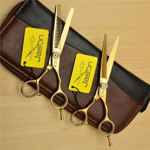 2Pcs 6.0'' 17cm Brand Jason 440C Professional Human Hair Scissors Hairdressing Scissors Cutting Shears + Thinning Scissors J1020