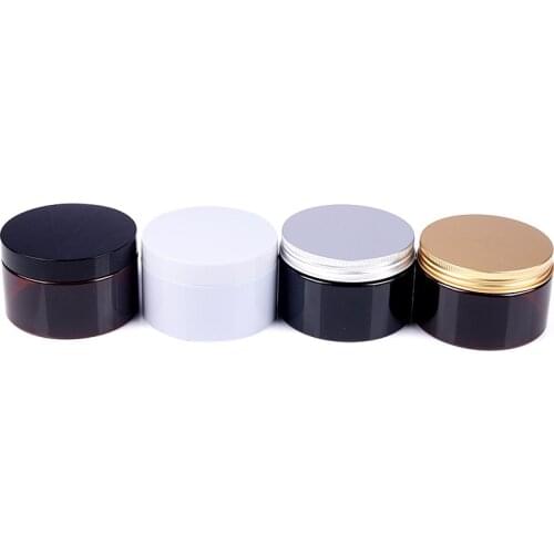 20pcs 300g Travel Empty black white brown clear Cream jars with aluminum cover plastic cap Hand Cream Cosmetics container