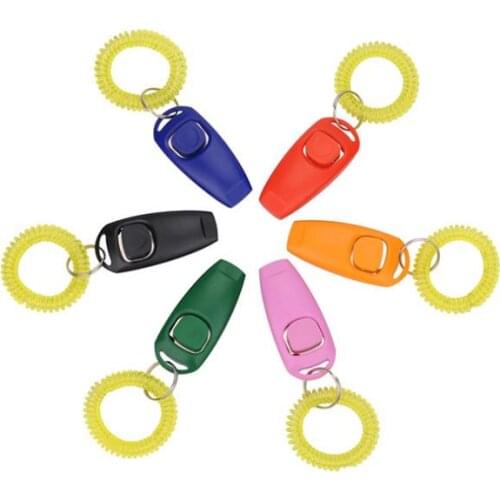 200pcs/lot * Animal PET click trainer Dog Training Clicker & Whistle Combination Trainer repeller Aid SN1053