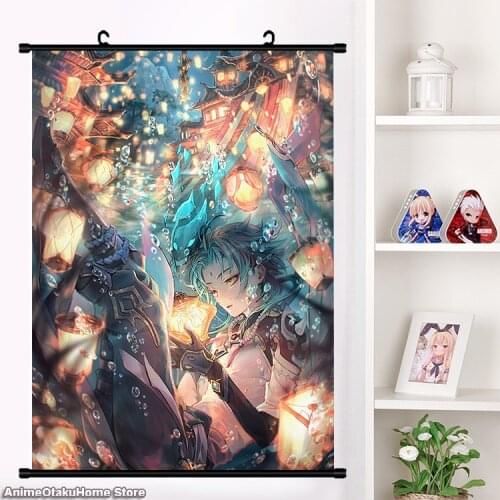 2021 NEW Game Genshin Impact Xiao Anime Poster Wall Scroll Painting Mural Fashion Home Decor Collection Art Gift