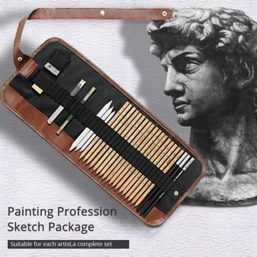29pcs Sketch Pencil Set Kids Professional Sketching Drawing Kit Wood Pencil Pencil Bags For Painter School Students Art Supplies