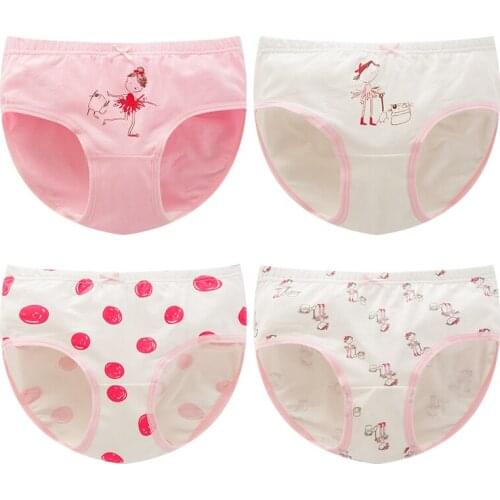 4Pc/lot Spring Girls Triangle Pants Kids Pure Cotton Underwear Princess Cartoon Triangle Underwear for 2 To 8 Years
