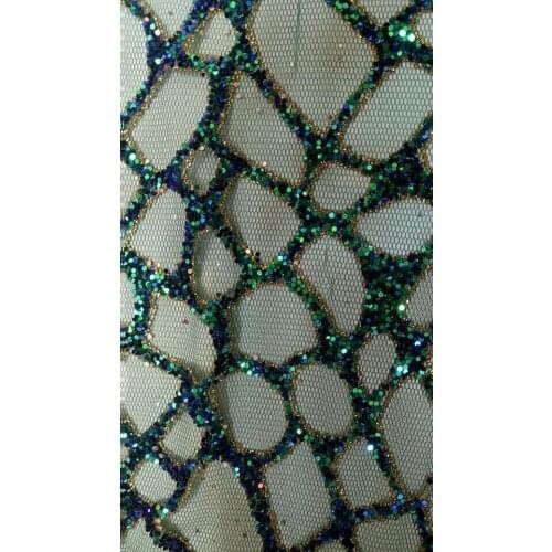 5yards AH115 dark green new african dobby hand print glued glitter net mesh lace for sawing/lady dress/wedding