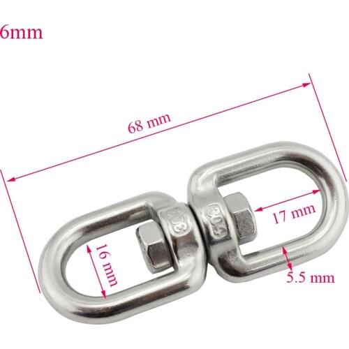6mm 5pcs per lot 316 Stainless steel Chain swivel eye and eye type