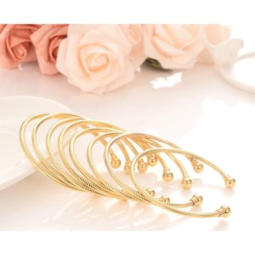 8pcs Simple Bracelets Dubai India Bangles for Women Simple Open Cuff BangleLove Bangle pulseiras Arab girls kids gift