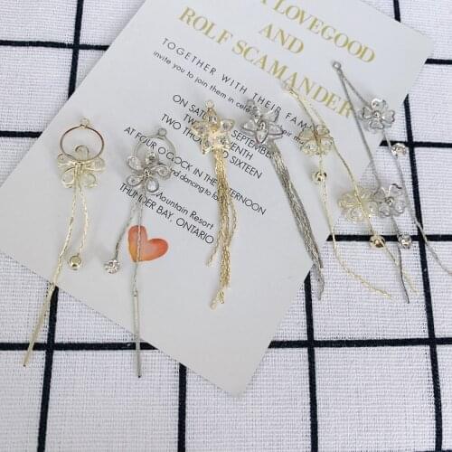 DIY jewelry accessories four-leaf clover five petal flower zircon tassel pendant earrings jewelry accessories materials