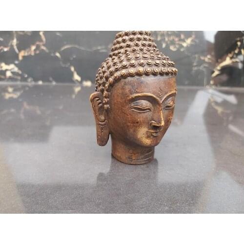 Antique Tibetan Buddha Head Sculpture Ornament Nature Stone Carving Jade Statue Sculpture Religion sculpture Bodhisattva Active