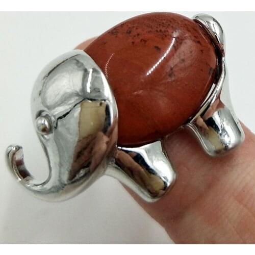 Free Shipping Beautiful jewelry Flame Jaspe Women Men Art Elephant Bead Ring 7~12" Adjust Size PC5621