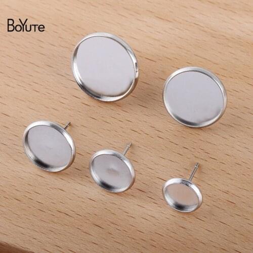 BoYuTe (100 Pieces/Lot) Fit 8-10-12-14MM Cabochon Stainless Steel Stud Earring Settings Diy Handmade Earring Blanks Tray Base