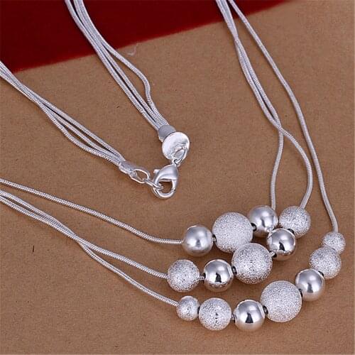 New 925 Sterling Silver Necklace Shiny And Matte Beaded Necklace Snake Shape WomenS Chain Fashion Accessories Wedding And Engag
