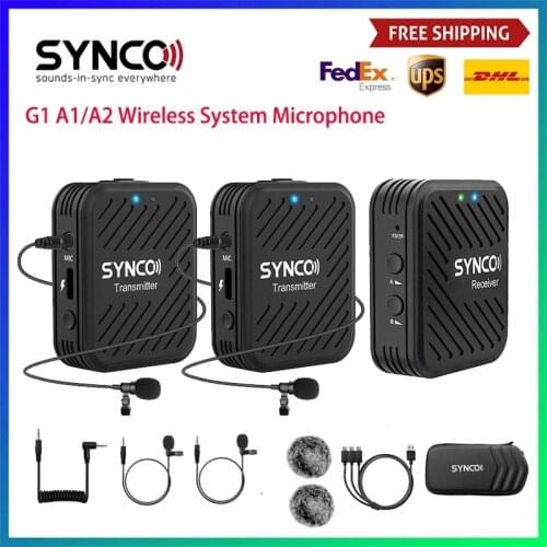 SYNCO G1 G1A1 G1A2 Digital Wireless Lavalier Microphone System Interview Lapel Mic Receiver Kit for Smartphone Laptop DSLR Table