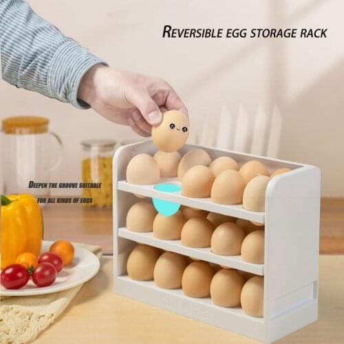 Egg Holder for Fridge Stackable Egg Storage Container for Refrigerator Door Tabletop stove Stores 30 Eggs Rotatable Space Saver