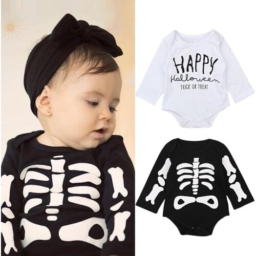 Infant Kids Halloween Skull Bone Print Costume Toddler Bodysuit Cos Newborn Baby Girls Boys Horror Skeleton Playsuit Jumpsuit