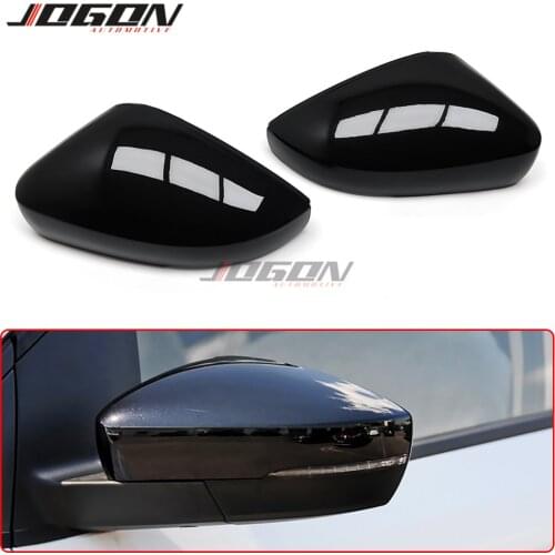Gloss Black Side Wing Rear View Rearview Mirror Cover Case Caps Shell Replace For Volkswagen For VW Polo Mk5 6R 6C V 2009-2017