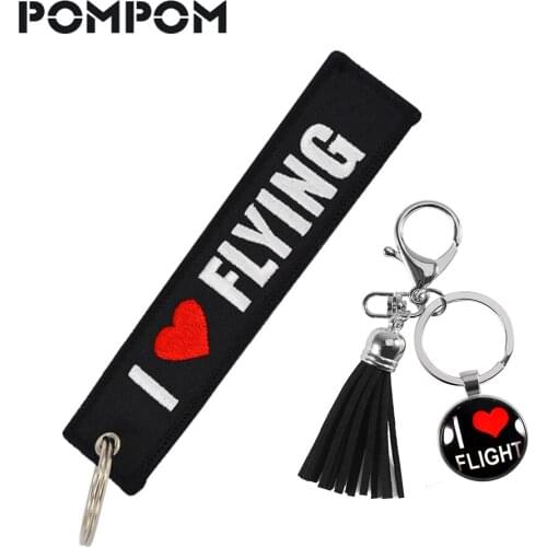 I LOVE FLYING Pilot Keychains llavero Mixed 2 PCS Aviation Gifts Emboridery Message 13x3CM keychain key Ring key Tags Jewelry