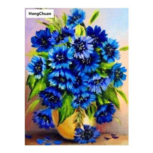 Beautiful blue flower mural 5D DIY round/square diamond painting embroidery mosaic cross stitch home decoration new year gift