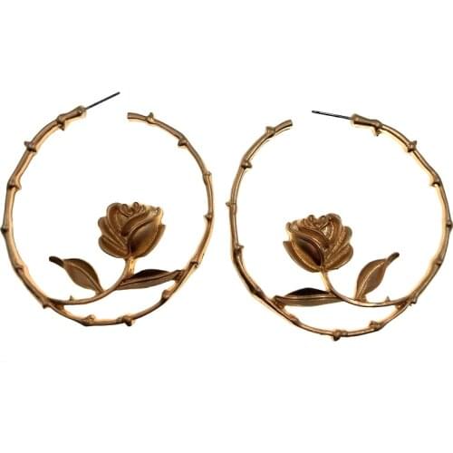 Creative Statement Geometric Flower Shape Party Jewelry Hoop Earrings Alloy Earrings Fashion Accessories Birthday Gift