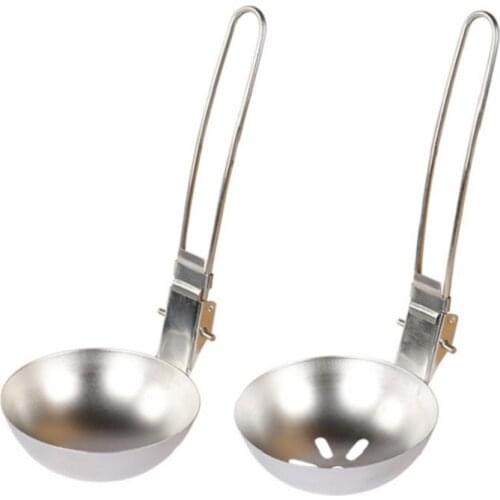 Multifunctionl Portable Stainless Steel Foldable Soup Colander Spoon for Camping туризм посуда для кемпинга