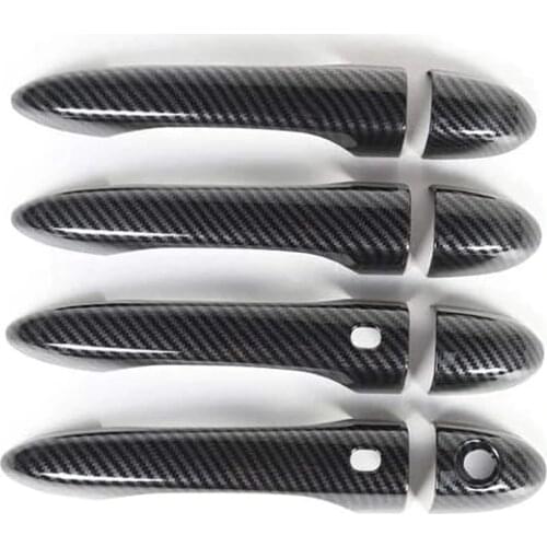 For Jeep Compass 2017-2019 Car Carbon Fiber Door Handle Cover Trim Decoration Frame with Smart Keyhole Accessories