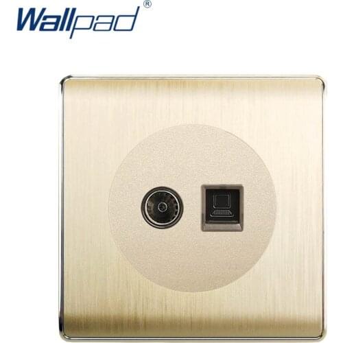 Wallpad 2020 TV DATA Socket Wall Socket Computer Network Ethernet RJ45 CAT6 Outlet Gold PC Brushed Panel For Home