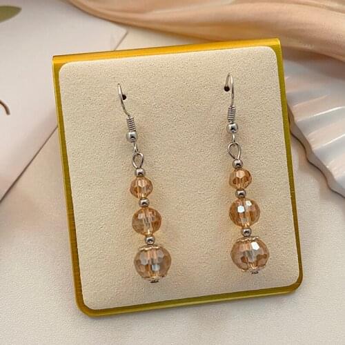 2021 New Earrings Dominated Glass Fashion Geometric Women Drop Earrings Contracted Exquisite Spherical Modelling Long Earrings