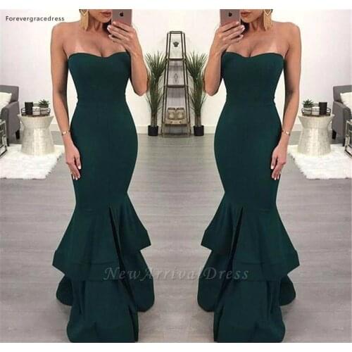 New Arrival Cheap Dark Green Evening Dresses 2019 Sweetheart Backless Women Holiday Wear Formal Party Prom Gowns Plus Size