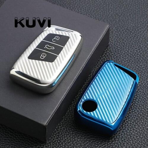 New Carbon Grain TPU Car Remote Key Case Cover Holder Shell Fob For VW Magotan Passat B8 Golf For Skoda Superb A7 Accessories