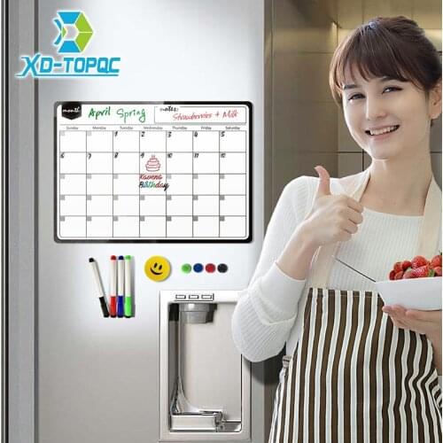 New Magnetic Calendar Whiteboard Monthly Planner Dry Wipe White Board Fridge Magnet 30*40cm Flexible Message Board For Notes