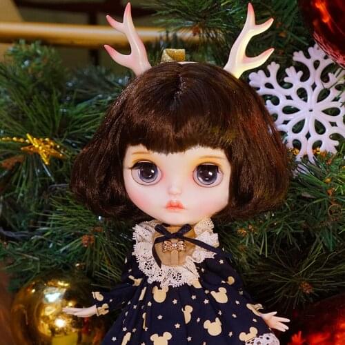 DBS blyth icy 1/6 doll clothes brown blue outfit lolita dress for toy girl gift