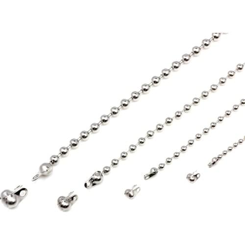 Olingart 1.5/2.0/2.4/3.2/5mm Stainless Steel Crimps Beads Ball Chain Connector End Clasp DIY Necklace Bracelets Jewelry Making