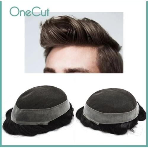 Lace PU Base Toupee Men Natural Black Simulate Hairpiece Hair Replacement System Male 100% Human Hairwigs Homme Hair Prosthesis