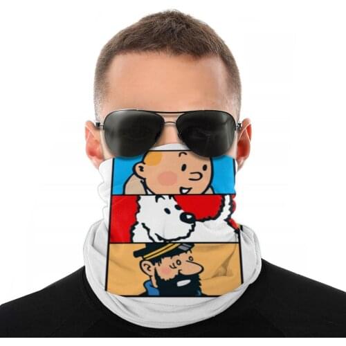 Adventures Of Tintin Scarf Half Face Mask Unisex Fashion Tube Scarf Balaclava Bandanas Dustproof Headband Biking Camping