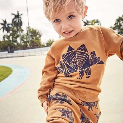 Jumping Meters New Dinosaur Autumn Winter Boys Girls Clothing Set Top + Bottom Cotton Dinosaur Childrens Clothing Suit