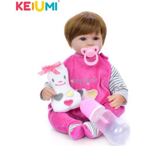 KEIUMI Lifelike 17 Inch Soft Silicone Reborn Baby Doll Vivid Menina Boneca Dolls Stuff Cotton Fashion For Sale as Children Gifts