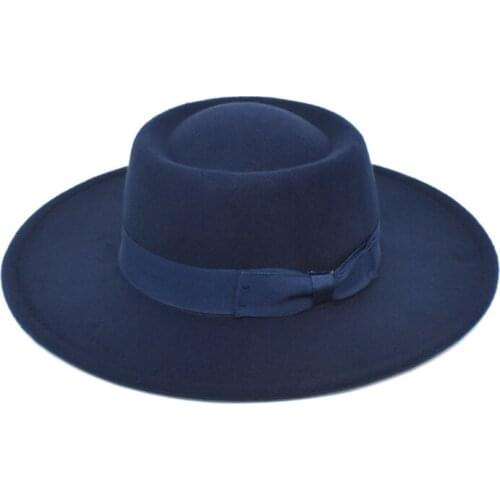 Simple Women Wool Felt Hats White Wide Brim Fedoras for Wedding Party Church Hats Pork Pie Fedora Hat Floppy Derby Triby Hats