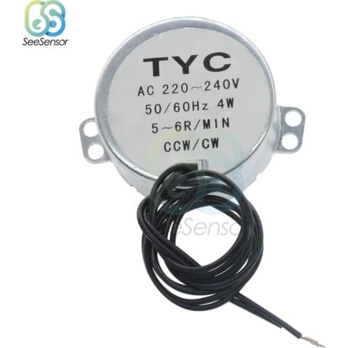 AC 220V 240V AC 12V 50/60Hz Synchronous Motor 5-6RPM Robust Torque 4W CCW/CW TYC-50