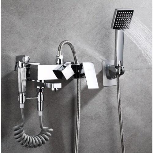 Bathroom shower faucet single handle Bathtub Shower system wall mounted chrome plated cold hot water mixer