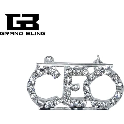 Professions Theme Crystal Lapel Pin "CEO" Word Brooch Gift