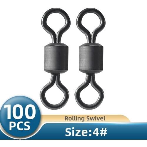 TIANNSII 100pcs Fishing Swivels Ball Bearing Rolling Swivel Solid Ring Fishing Carabiners Hook Connector Snap Pin Carp Tackle
