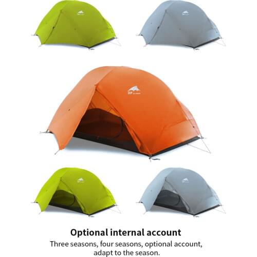 Free shipping 3F UL GEAR 2 Person 4 Season Camping Tent Outdoor Ultralight Hiking Backpacking Hunting Waterproof Tent 15D