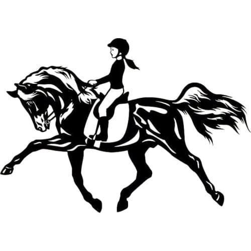 18cm*12.5cm Riding A Horse Jumping Sport Girl Interesting Vinyl Decal Black/Sliver Car Sticker S6-2826