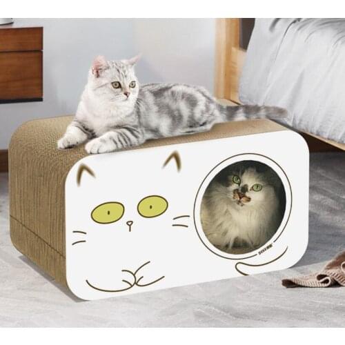 Jumbo-2 Funny Cat Scratcher Lounge Sofa Fat Cat Bed Cardboard Paper High Quality Cat Toy Scratching Pad Big Boy with Cat nip 10g
