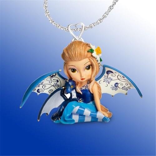 Dragon Girl Necklace Exquisite and Elegant Fashion Beautiful Resin Pendant Necklace Fashion Fairy Necklace